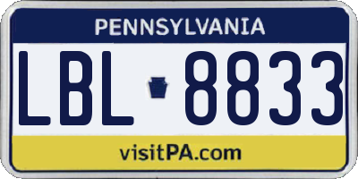 PA license plate LBL8833