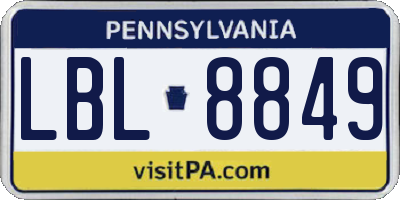 PA license plate LBL8849