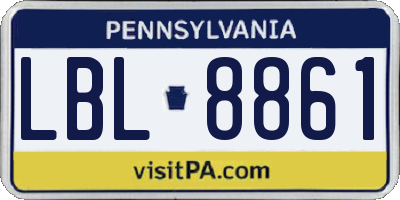 PA license plate LBL8861