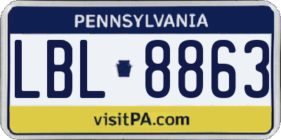 PA license plate LBL8863