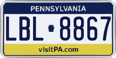 PA license plate LBL8867