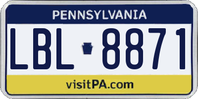 PA license plate LBL8871