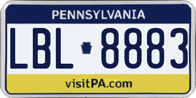 PA license plate LBL8883