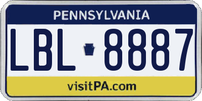 PA license plate LBL8887