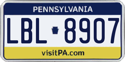 PA license plate LBL8907