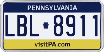 PA license plate LBL8911