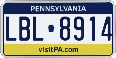 PA license plate LBL8914