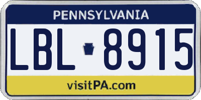 PA license plate LBL8915