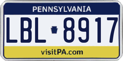PA license plate LBL8917