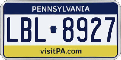 PA license plate LBL8927