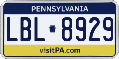 PA license plate LBL8929