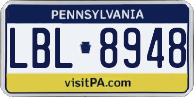 PA license plate LBL8948