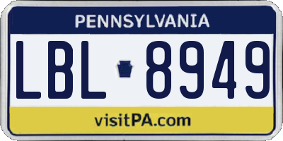 PA license plate LBL8949