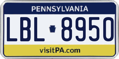 PA license plate LBL8950