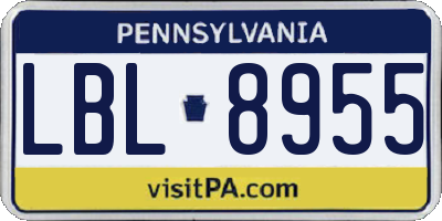 PA license plate LBL8955