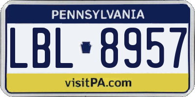 PA license plate LBL8957