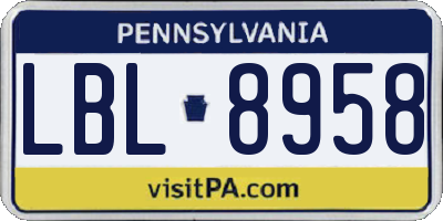 PA license plate LBL8958