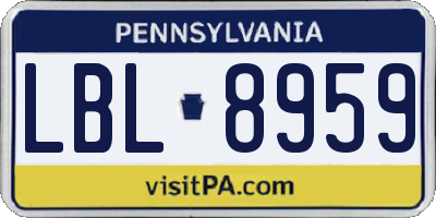 PA license plate LBL8959