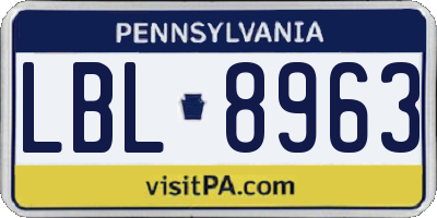 PA license plate LBL8963