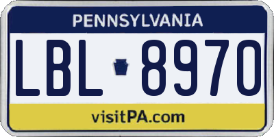 PA license plate LBL8970