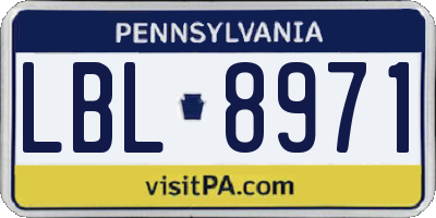PA license plate LBL8971
