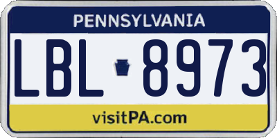 PA license plate LBL8973
