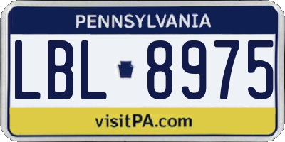 PA license plate LBL8975