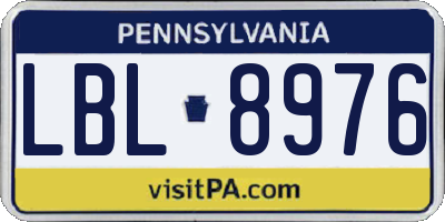 PA license plate LBL8976