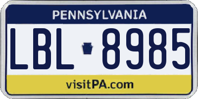 PA license plate LBL8985