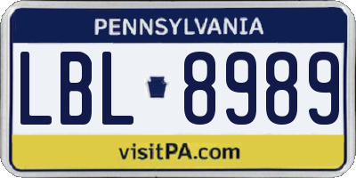 PA license plate LBL8989
