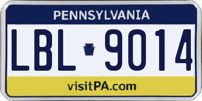 PA license plate LBL9014