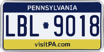 PA license plate LBL9018