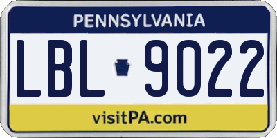 PA license plate LBL9022