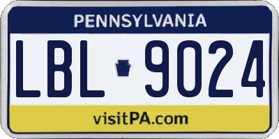 PA license plate LBL9024
