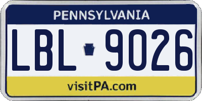 PA license plate LBL9026