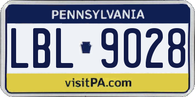 PA license plate LBL9028