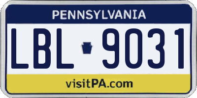 PA license plate LBL9031