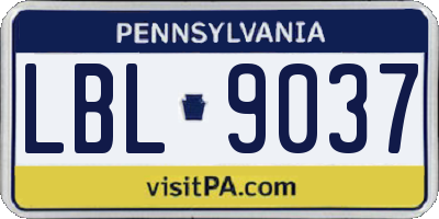 PA license plate LBL9037