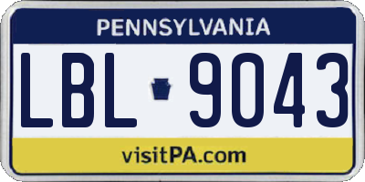 PA license plate LBL9043