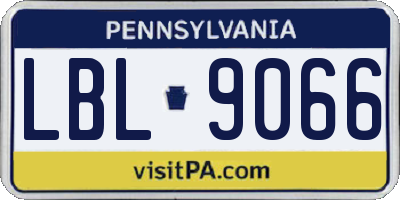 PA license plate LBL9066