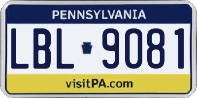 PA license plate LBL9081
