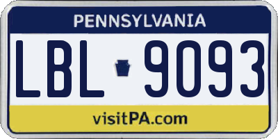 PA license plate LBL9093