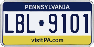 PA license plate LBL9101