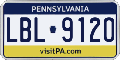 PA license plate LBL9120