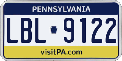 PA license plate LBL9122