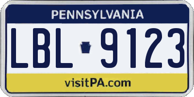 PA license plate LBL9123