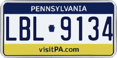 PA license plate LBL9134