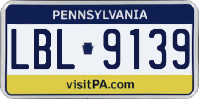 PA license plate LBL9139