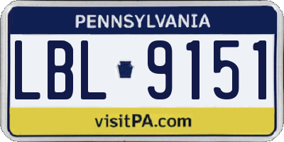 PA license plate LBL9151