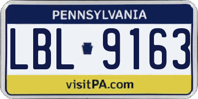 PA license plate LBL9163